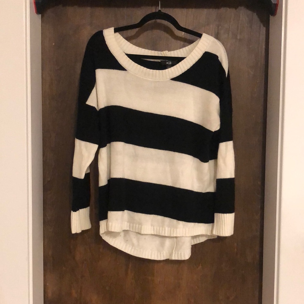AGB black and white stripe sweater with button detailing